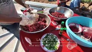 How to make Laab Dib Isaan Thailand raw meat specialty.