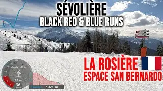 [4K] Skiing La Rosi&egrave;re, S&eacute;voli&egrave;re - Black Red & Blue Runs, Espace San Bernardo France, GoPro HERO13