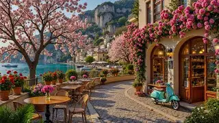 Spring Coffee Shop Ambience For Work, Study - Relaxing Smooth Jazz Music For Stress Relief