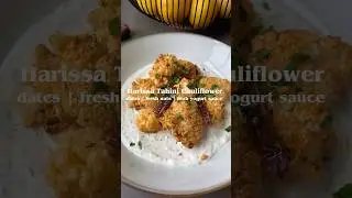 Roasted Harissa Tahini Cauliflower over Herby Yogurt