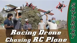 Racing drone Chasing RC plane