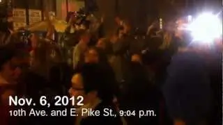Capitol Hill in Seattle celebrates Obama election night 2012, gay marriage vote