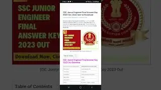SSC JE 2023 Final Answer Key Out #thinkgovtjo bs #ssc #answerkey