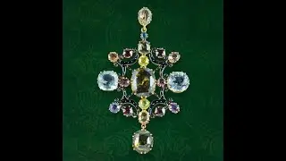Antique Victorian Large Multi-Gemstone Harlequin Pendant With Box