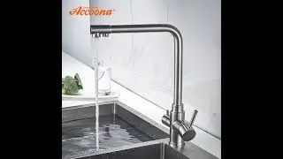 New Tri Flow Kitchen Faucet Swivel with Sprayer Hose Gooseneck Pull Down Sink