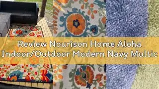 Review Nourison Home Aloha Indoor/Outdoor Modern Navy Multicolor 5'3