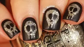 Glitter Skull Nail Art Design Tutorial for Halloween! || KELLI MARISSA