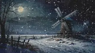Sweet Sleep Delight: Soft Blizzard Sounds Over a Peaceful Windmill