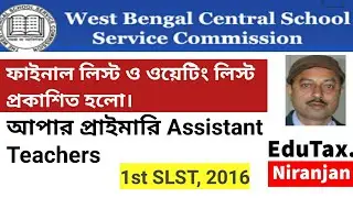 Final  Panel and Waiting list Panel for Upper Primary,  1st  SLST,2016 Published.25/09/24