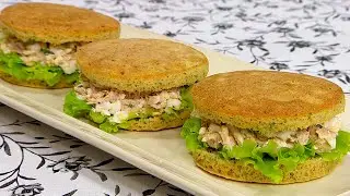 Sándwich de atún en pan de brócoli
