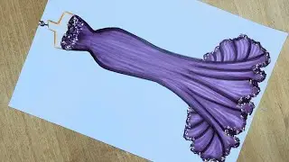 رسم تصميم فستان سهرة جميل سهل جدا للمبتدئين🌌/رسم ازياء للمبتدئين/رسم فساتين/ رسم بنات/ Drawing dress