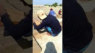 Old-fashioned handmade brick making in a traditional wood box 