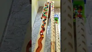 colourful marble run race 🌟 wooden HABA track ASMR sound satisfaction ytshorts