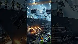 Precision ship construction: watching huge #shorts #shipbuilding #assembly #engineering #viralshorts