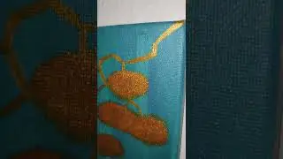 i love golden paint on turquoise texture #art #painting #artist #artwork #satisfying #colors #gold