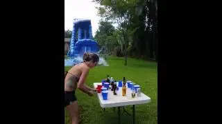 27ft water slide..Best way to play Flip Cup