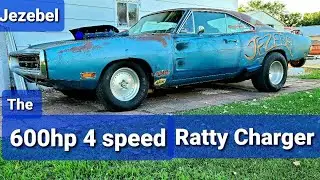 600hp 4 speed Ratty 1970 Charger Jezebel Nostalgia Drag Machine