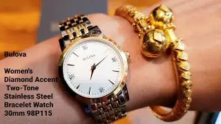 Часы Bulova Diamond Accent с двухцветным браслетом из нержавеющей стали 30 мм 98P115 #bulovawatches #bulova