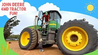 Real John Deere 4WD Tractor Tour & Washing Off Mud | Fun Tractor Videos for Kids | Farm Adventures