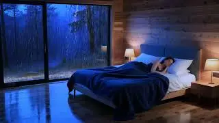 Heavy Rain Sounds for Sleeping 🎧 Cozy Bedroom Scene and Quiet Night Mood