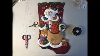 Bucilla Patchwork Santa Felt Stocking Kit Video #2