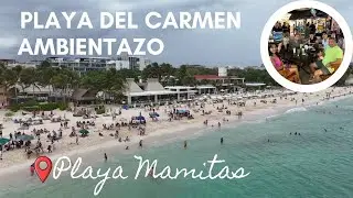 Playa Mamitas HOY ⛈️ A 3 días de fin de año | Cielo oscuro y ambientazo en Playa del Carmen