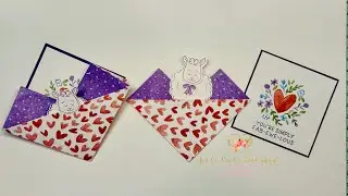 How to Make a Quick & Cute Origami Heart Pocket Card / Stampin&rsquo; Up! Love Note & Wooly Friends