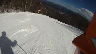 03/27/25 The Big Man with Porkchop skiing Jane Way to Upper Slalom.