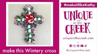 DIY Easy Deco Mesh Floral Cross Wreath on the UITC Cross Board
