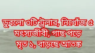 ডুবে গেল ৩টি ট্রলার, নিখোঁজ ৫ মৎস্যজীবী, গাছ পড়ে মৃত ১, বাড়ছে আতঙ্ক । Biswa Samachar