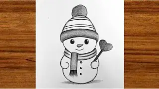 Easy Snowman drawing | How to draw a cute snowman picture step by step | Easy drawing tutorial