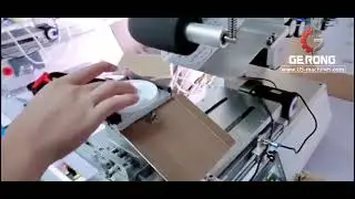 Semi automatic cup cover cap top flat labeling machine testing video