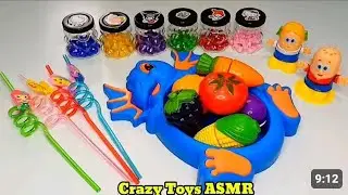 Satisfying Video I How to make Rainbow Noddles with Fruits Toys Cutting ASMR