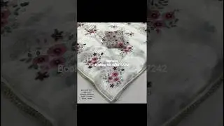 Soft paper crush saree with thread flower embroidery #viralshorts #shortfeeds #b2bshorts #b2kshorts