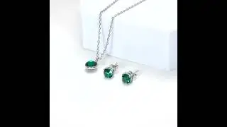 May (Emerald) Birthstone Necklace & Earrings Set Created with Zircondia&reg; Crystals by Philip Jones