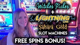 Lightning Link Sahara Gold Slot Machine! FREE SPINS BONUS!