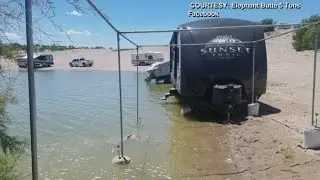 High water levels at Elephant Butte leave some RVs in the water