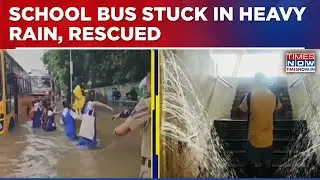 Mumbai Rains: School Bus Stuck In Flooded Streets, Police Rescue Children And Staff Safely