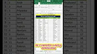 Excel me First Name or Last name ko ek sath kese likhe #computerprogram #excel #computereducation