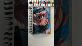 I Painted Kakashi Hatake Sharingan Drawing in night✨. #shorts
