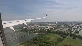 Finnair lento AY143  saapuu Helsingistä Bangkokin kentälle
