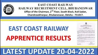 EAST COAST RAILWAY APPRENTICE RESULTS || ECOR APPRENTICE || ITI APPRENTICE || RAILWAY APPRENTICE