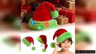 Llumination Christmas Santa Hat Red Green Plush Thickened Hat with LED Lights for Adults Kids Xmas P