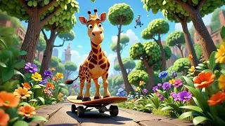The Giraffe That Rode a Skateboard 🦒🛹 | Funny Kids Story | Imaginative Learning Video