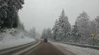 Abundant Snow Driving Over Oregon's Coast Range Mountains | 4K Realtime Scenic Driving