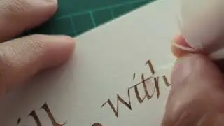 italic hand calligraphy with self-made quill pen