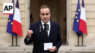 France's Prime Minister S&eacute;bastien Lecornu responds after resigning