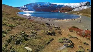 Caminata por, Villa Pehuenia, al Volcan Batea Mahuida; Primera Nevada - Patagonia Argentina