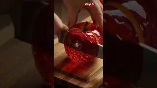 cutting glass red apple🍎#asmr #asmrsounds #shortvideo #apple #story