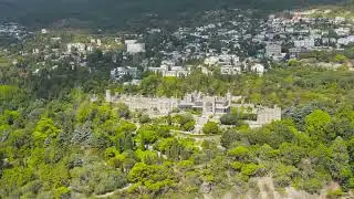 Alupka, Crimea. Vorontsov Palace. 19th century Gothic mansion with well-preserved halls and a pictur